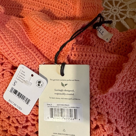 BNWT Spell Let The Sunshine Crochet Set in Peach 🍑🌞 - Picture 7 of 12